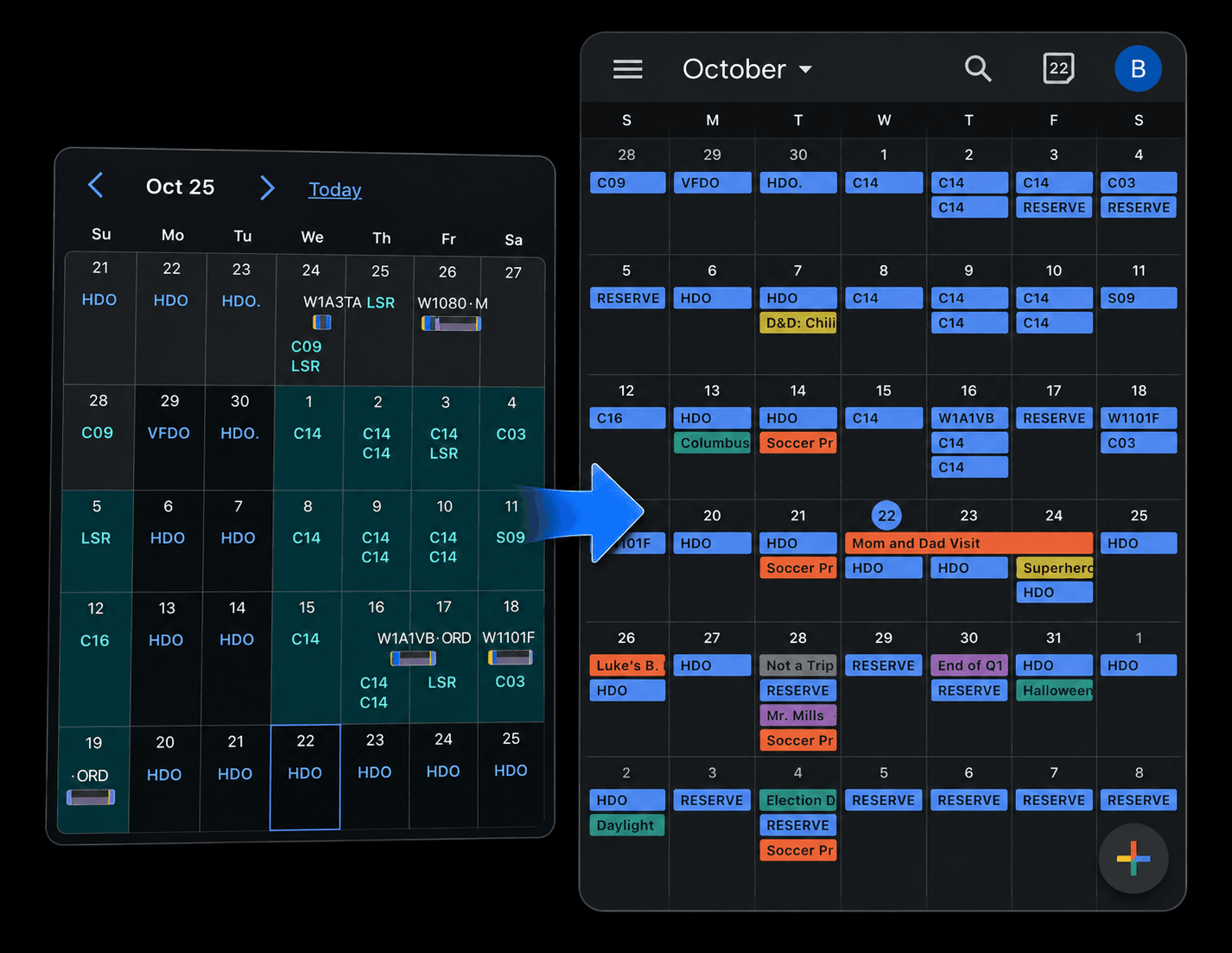 Pilot schedule syncing to Google Calendar